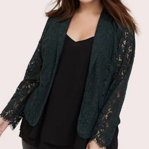 Lace Blazer in Hunter Green